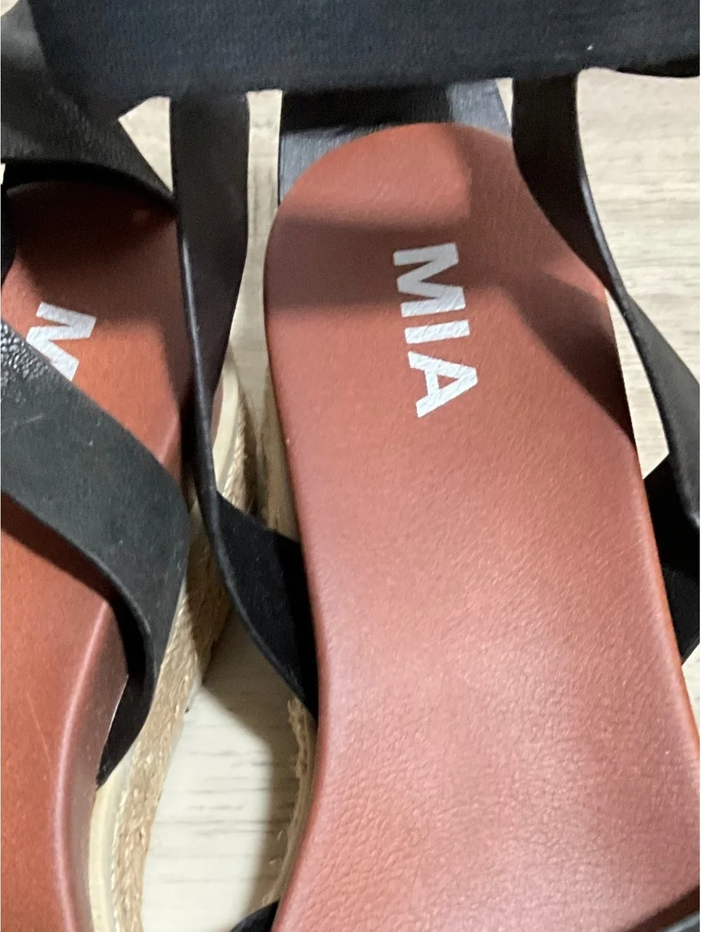 MIA Black Strappy Wedge Sandals Size 9 1/2